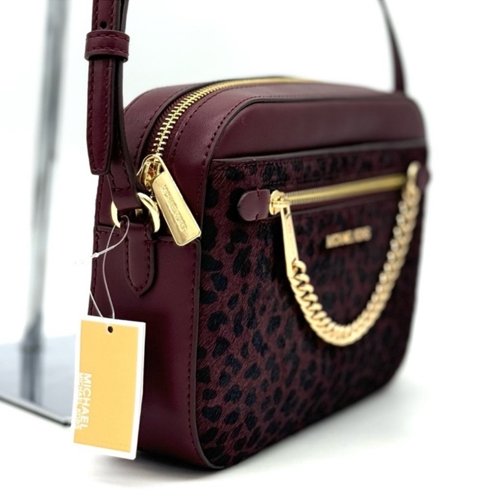 Michael Kors Large Jet Set Item EW Chain Xbody Crossbody Bag Ox Blood Multi - Picture 4 of 12